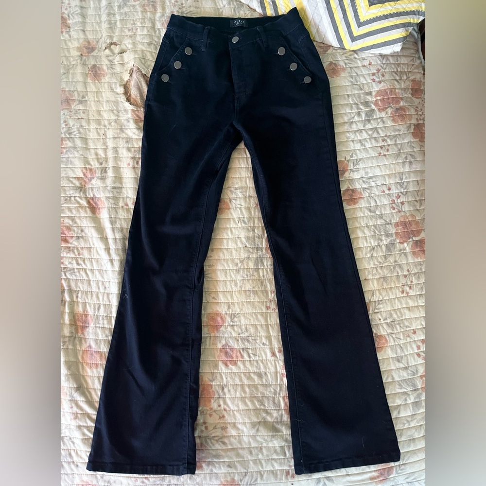 Curve Appeal Black Sailor Button Flare Pants – Size 8/29